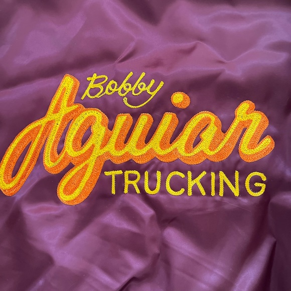 Vintage Swingster Trucker Maroon Snap Satin Chain Stitched Jacket Mens Large - Picture 7 of 14